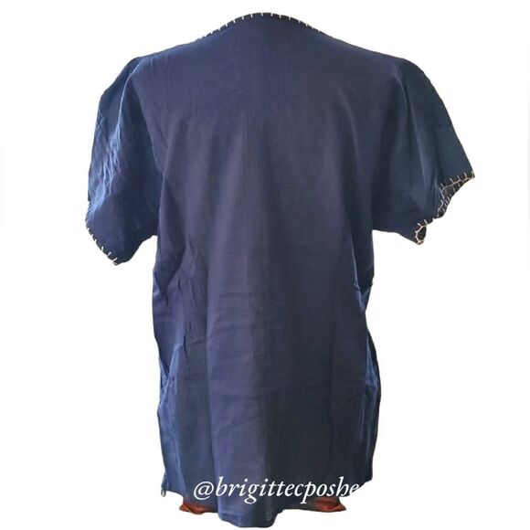 HANDMADE Traditional Embroidered Mexican Blouse - Picture 4 of 12